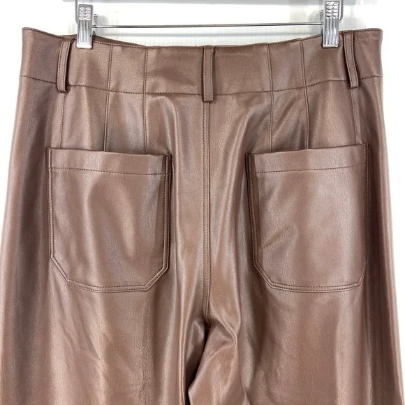Maeve The Colette Cropped Vegan Leather Pants Chocolate Brown Womens 32 Petite - Picture 7 of 13